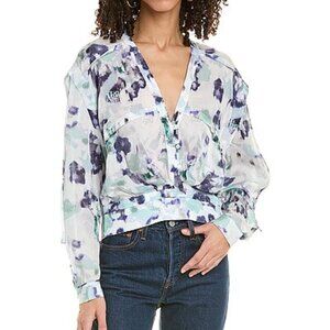 IRO Paris Carlina Pleated Silk-Blend Top, Size 2